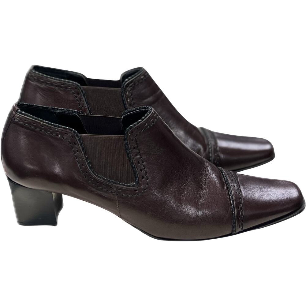 Lario 1898 Made in Italy Burgundy Leather Block Heel Slip-Ons | Size 38.5